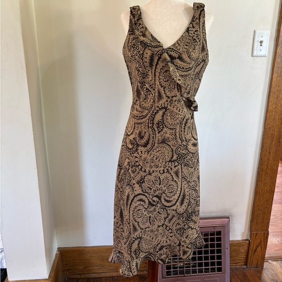 DBY Vintage Dress Black and Brown Paisley Print Y2K - Picture 2 of 5